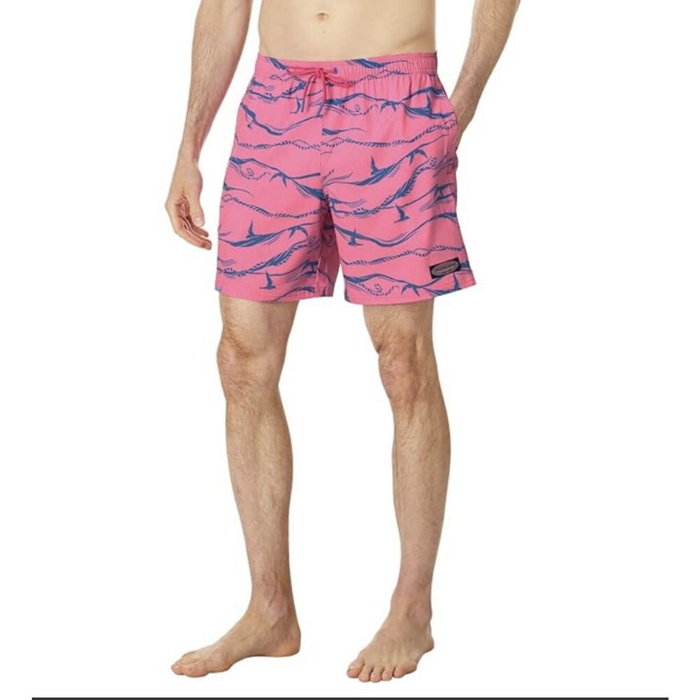 NEW VINEYARD VINES Performance Sea Grove Printed Marine Chappy Swim Trunks M
